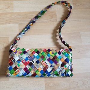 CANDY WRAPPER upcycled woven handbag